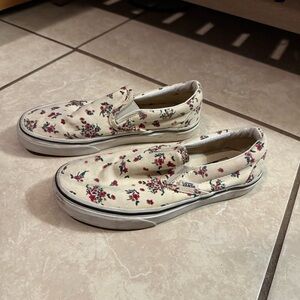Vans Cream Ditsy Floral Slip-On Shoes